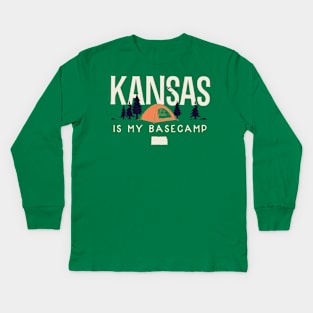 Kansas is my Base Camp Kids Long Sleeve T-Shirt